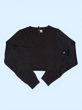 H&M Black V-Neck Cropped Women's Sweater